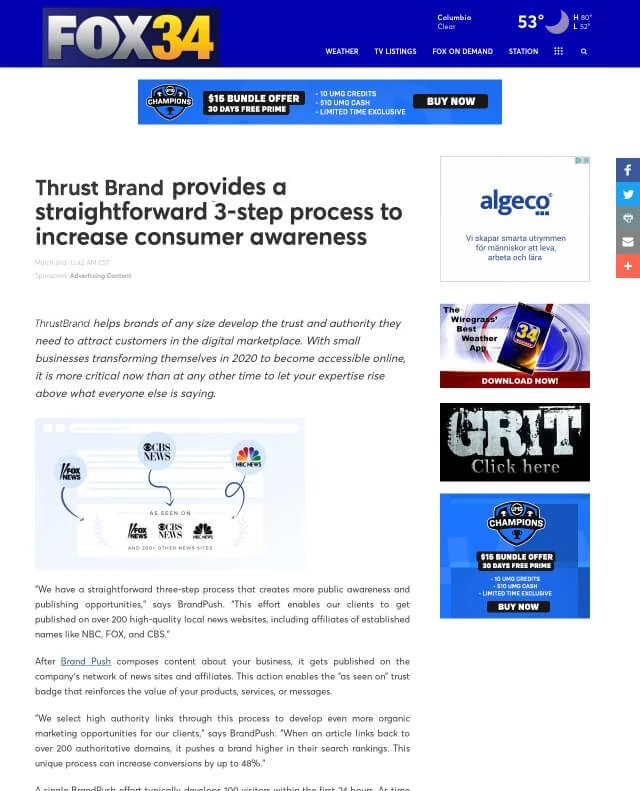 Publish a news article on Fox News